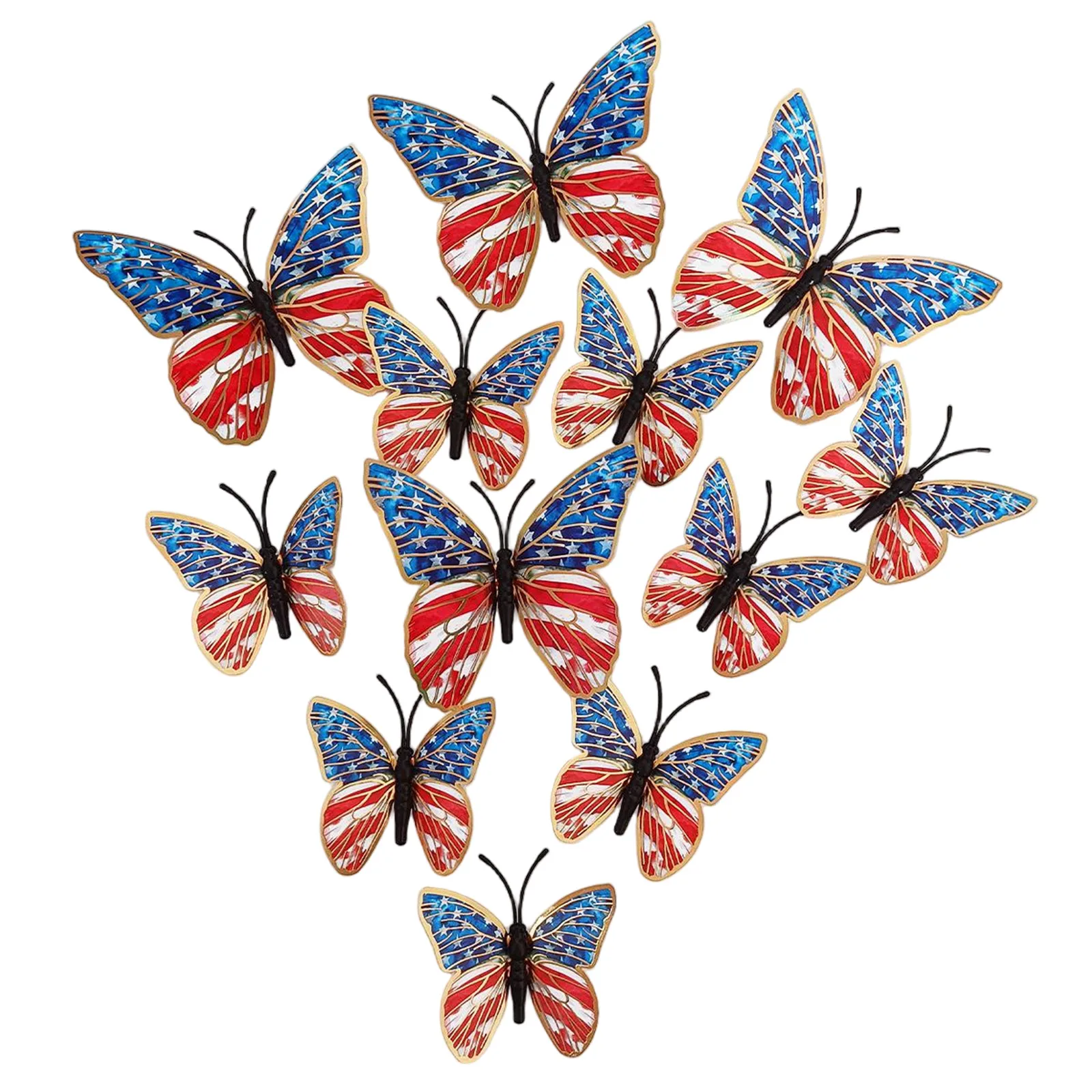 3d Butterfly Wall Stickers American Flag Pattern Decals Independence Day Decor Baby Room Nursery Home Party Decorative Stickers view 5