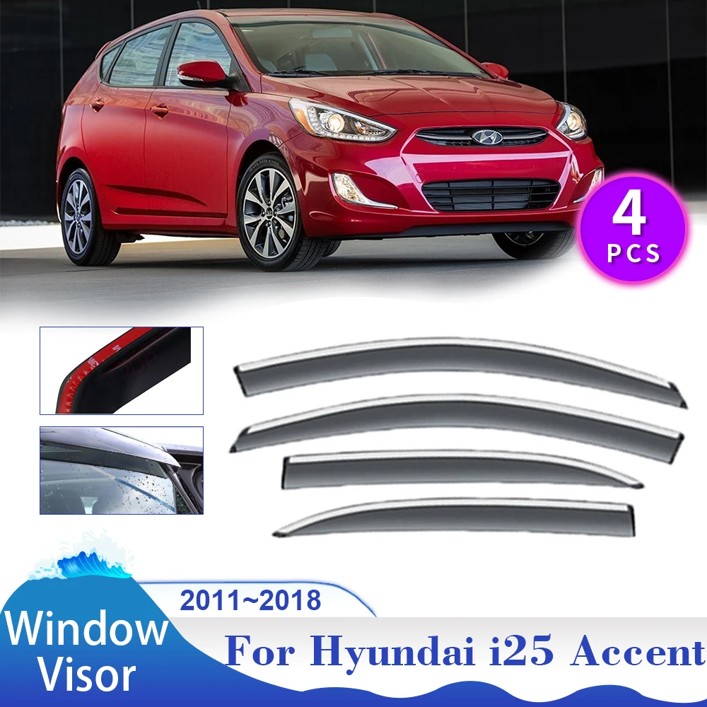 

Window Visor for Hyundai i25 Accent Verna Solaris RB RC Hatchback 2011~2018 Sun Rain Guard Deflector Vent Smoke Cover Accessorie