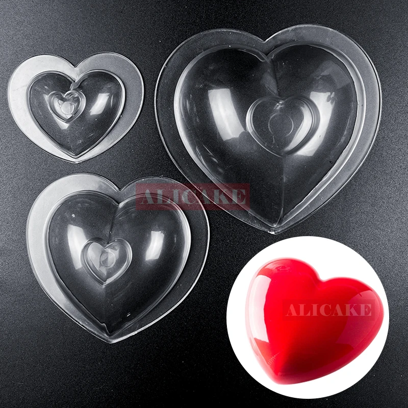 3Pcs Chocolate Mould Heart Shape Valentine\'s Day Polycarbonate Cake Mold for Candy Confectionery Bonbons Baking Pastry Utensils