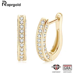RAPRGOLD GRA Certified Classic Pave Full Moissanite Hoop Earrings for Women 925 Sterling Silver Earrings Jewelry Gift Pendientes