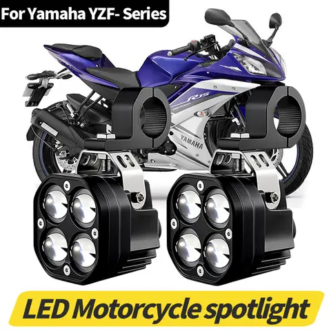80W 12000LM Motorcycle Headlights LED Flicker Lamp Driving Spotlight Indicators Hi/Lo Light For Yamaha YZF 600R/YZF R1/YZF R15