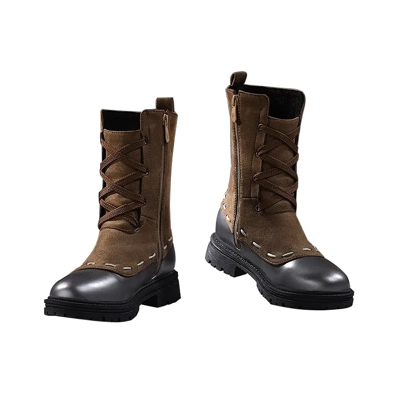 كوسان لعبة الهوية الخامس إيما وودز/أحذية البستنة تأثيري موضة عالمية براون حذاء بوت بطول الكاحل ملابس يومية النساء لعب الأدوار المستخدمة 36-39