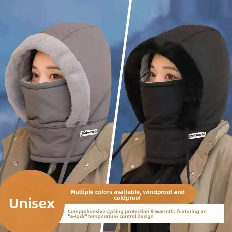 Hats for Winter Warmth, Men's and Women's Ear Protection with Fleece, Cold Proof Face Mask, Scarf Hat, Windproof Riding Hat
