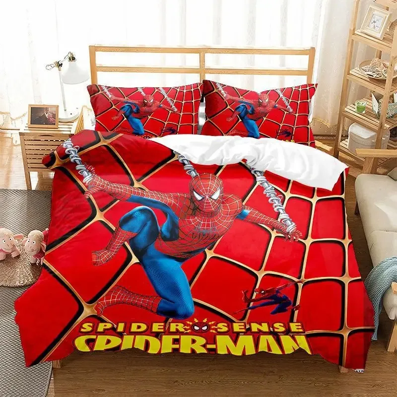 Federa copripiumino Marvel Spider-Man (senza riempitivo) Set regalo per la casa Set biancheria da letto per bambini Tessuto in microfibra, Decorazione della camera da letto 2/3 pezzi