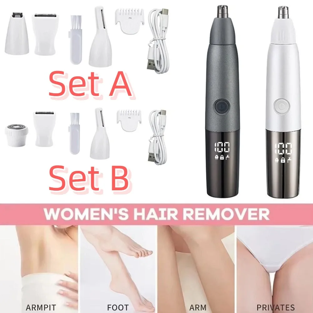 

4 in 1 Electric Nose Hair Trimmer Painless Waterproof Nose Hair Remover Detachable Gentle Hair Removal Device Male/Female