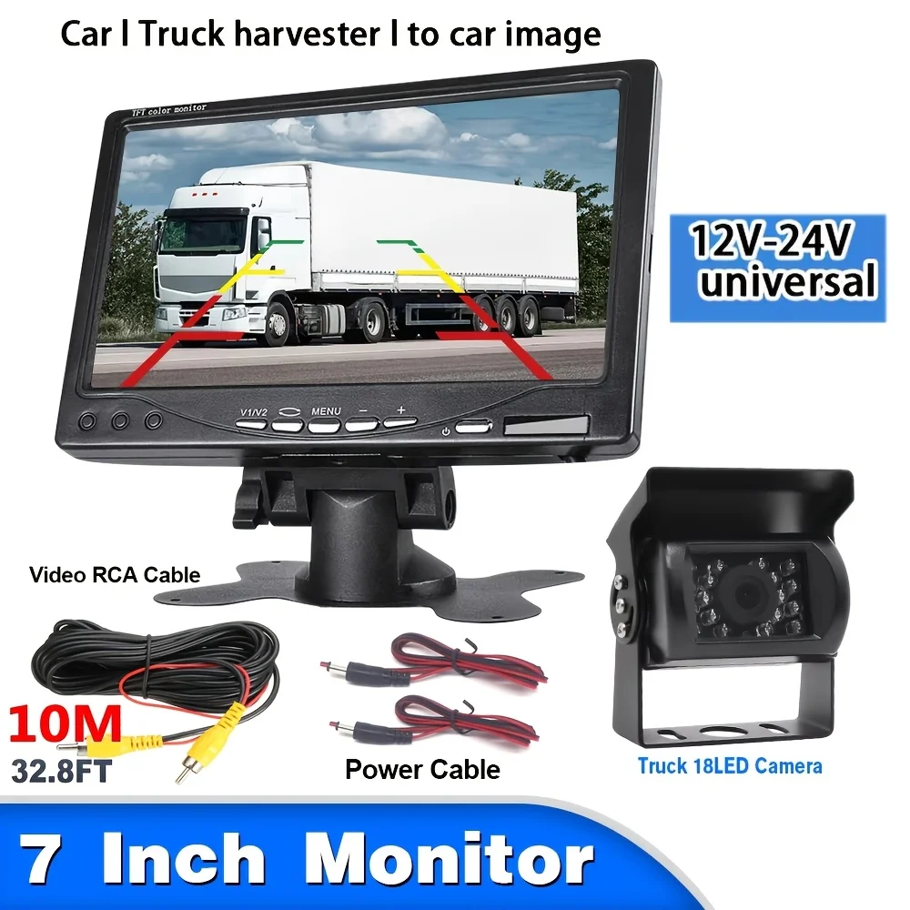

7-Inch AV Reverse Camera Display for Trucks, Mini Buses, Construction Vehicles, and Harvester Vehicles | Easy Install