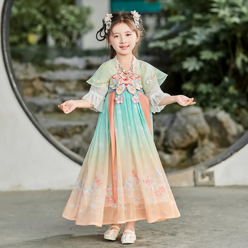 

Girls Han Fu Dress Summer Children's Clothing Antique Super Fairy Country Style New