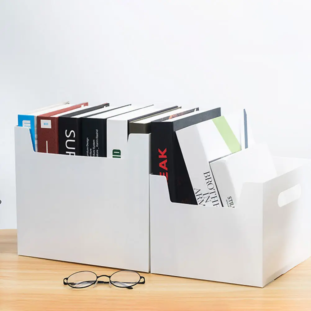 

2pcs Dual-Handle Book Storage Organizers Plastic Magazine File Holders For Home Office Classroom Library Desktop Storage Boxes
