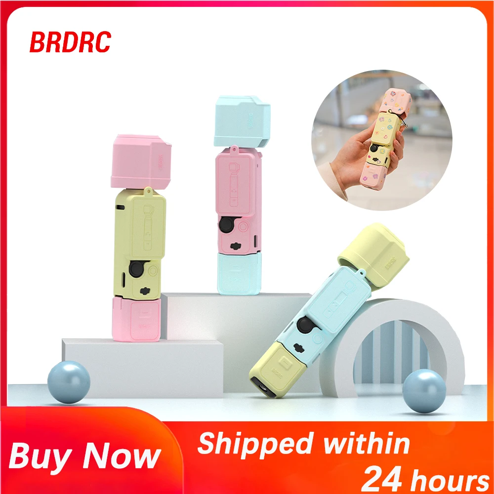 BRDRC Pocket 3 حافظة واقية معكرون اللون حافظة مطاطية من السيليكون لـ DJI Osmo Pocket 3 كاميرا مضادة للخدش مع غطاء العدسة