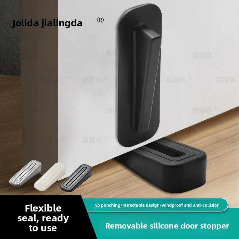 Adjustable Heavy Duty Silicone Removable Door Stopper Wedge No Drilling Windproof Anti Slip Stop Closing for Home Office