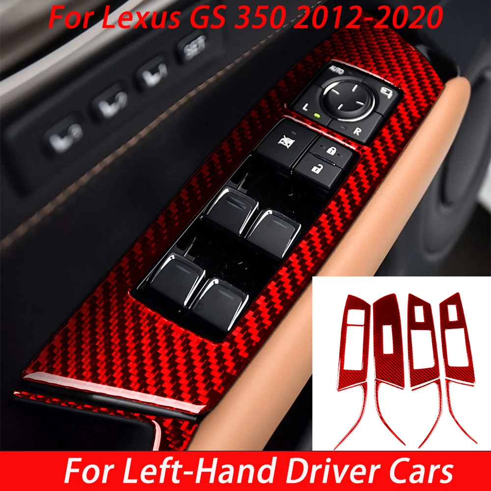 For Lexus GS 350 2012--2020 Black Carbon Fiber Window Control Panel Car Accessories Modifications Decoration Gift Sticker