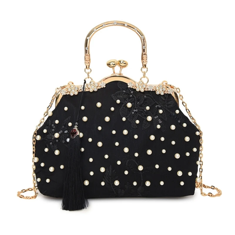 

Contemporary Embroidered Flower Detail Evening Bag Stylish Chain Crossbody Bag