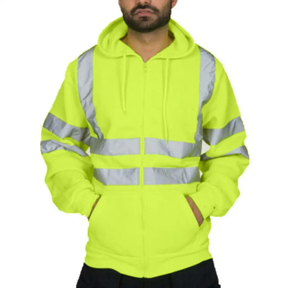 Sudadera con puños elásticos Sudadera con capucha de seguridad reflectante de alta visibilidad para trabajadores de cambio nocturno Reflectante de 360 grados para correr