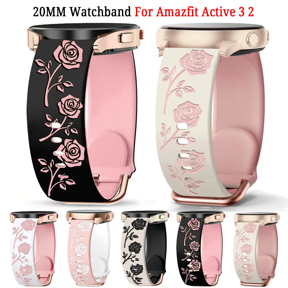 

Sports Silicone Strap for Amazfit Active3 Rubber Soft Watchband 20mm for Amazfit Active 3 2 Accessorie Washable Bracelet correa