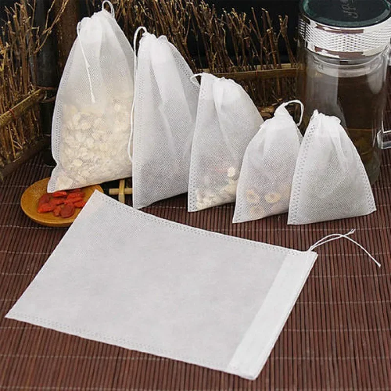 Disposable Tea Filter Bags Non-woven Fabric Tea Bag with Drawstring Kitchen Filter Paper for Coffee Herb Loose Tea Wholesale