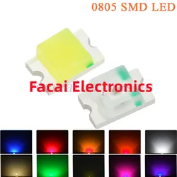 Kit de diodes électroluminescentes ultra lumineuses, 100 SMD, LED, rouge, bleu, jaune, blanc, orange, violet, rose, pour documents, DIY, 0805 pièces