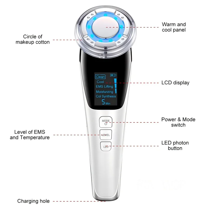 Microcurrent Facial Device EMS Face Lifting Massager Skin Tighten Machine Wrinkle Removal Hot Cool Face Skin Care Beauty Device