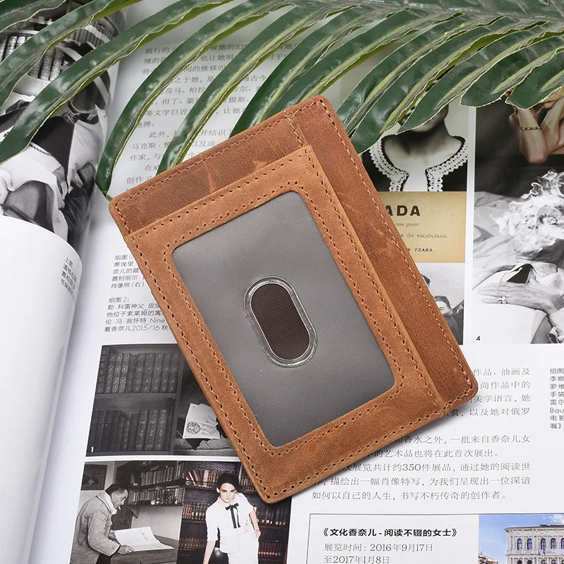 Leather Card Wallet Front Pocket Card Holder Special Gift for Men Money Clip