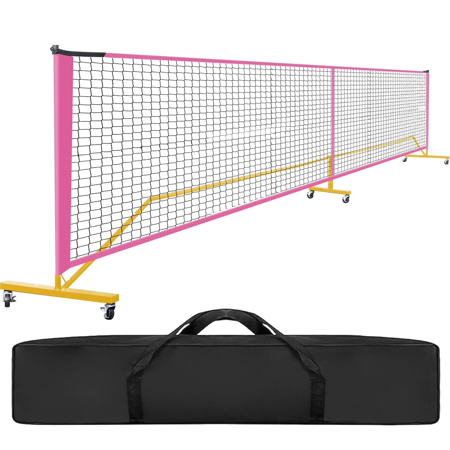 Filet de pickleball portable, filet de pickleball de taille réglementaire avec structure métallique stable et filet robuste avec sac de transport