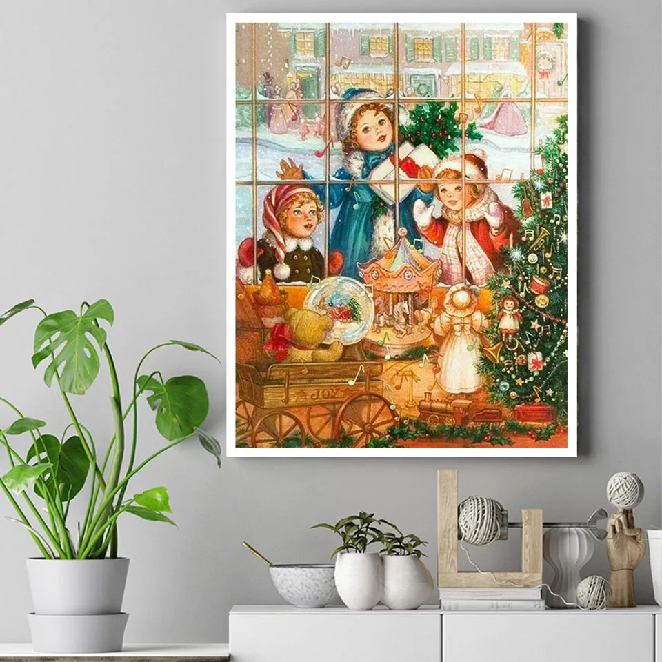 AB Drills 5D Diamond Painting Holiday Christmas Children Retro Cross Stitch Kit strass Art Picture mosaico decorazioni per la casa fai da te