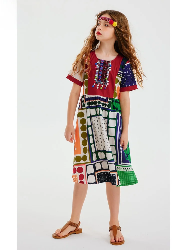 robe-en-coton-a-imprime-retro-pour-enfants-style-ethnique-pour-l'ete-les-voyages-la-campagne-et-la-cote-jupe-florale-vintage-pour-filles