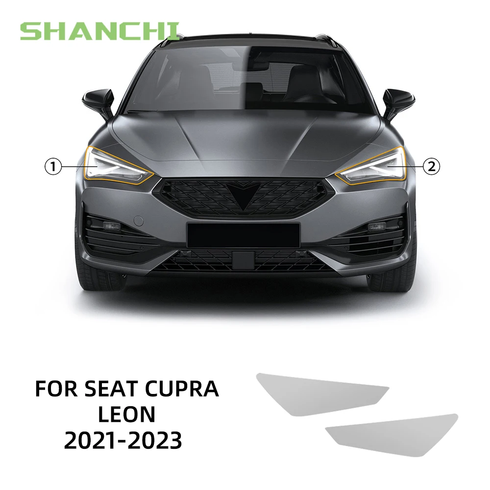 For Cupra Leon 2021‑2023 2Pcs TPU Head Lamp Protector Film Invisible Wrap Anti‑Scratch Headlight Cover Auto Exterior Mod Parts
