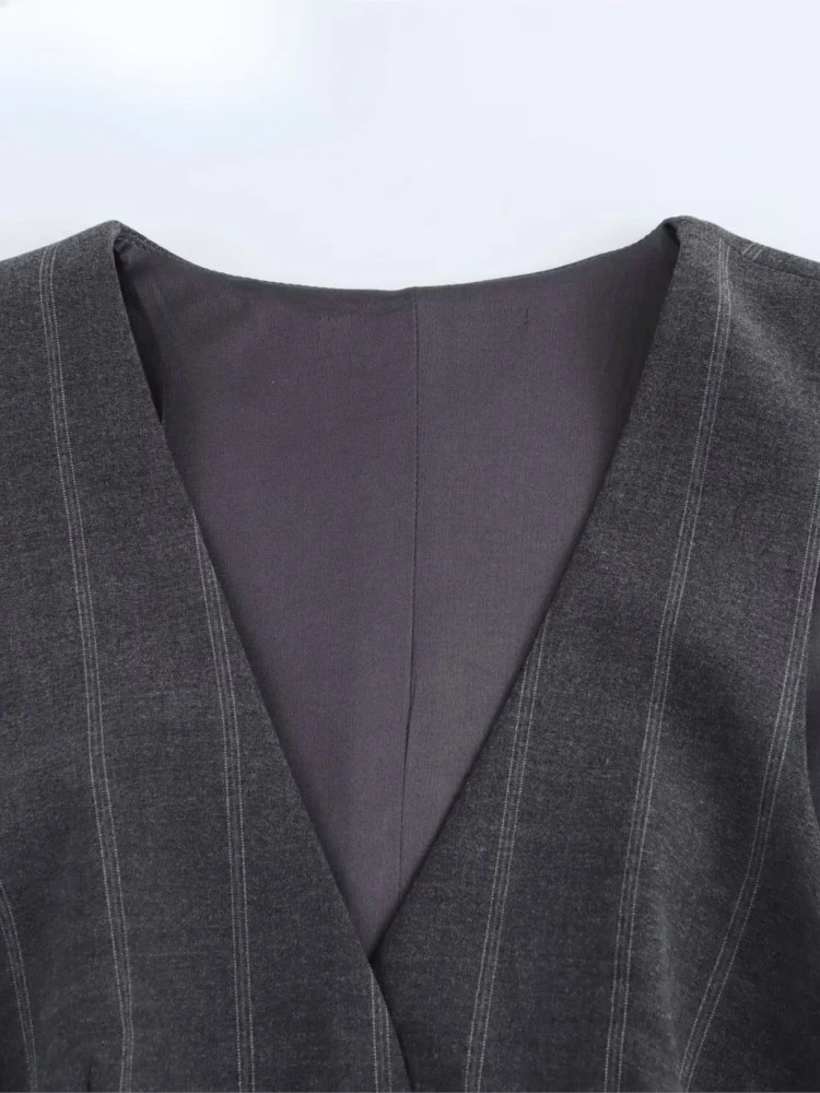 TRAF ROBE Y2K 2025 Estate elegante giacca sportiva stile gilet senza maniche bottoni scollo a V abito canotta sottile pieghettato mini abito corto estremo