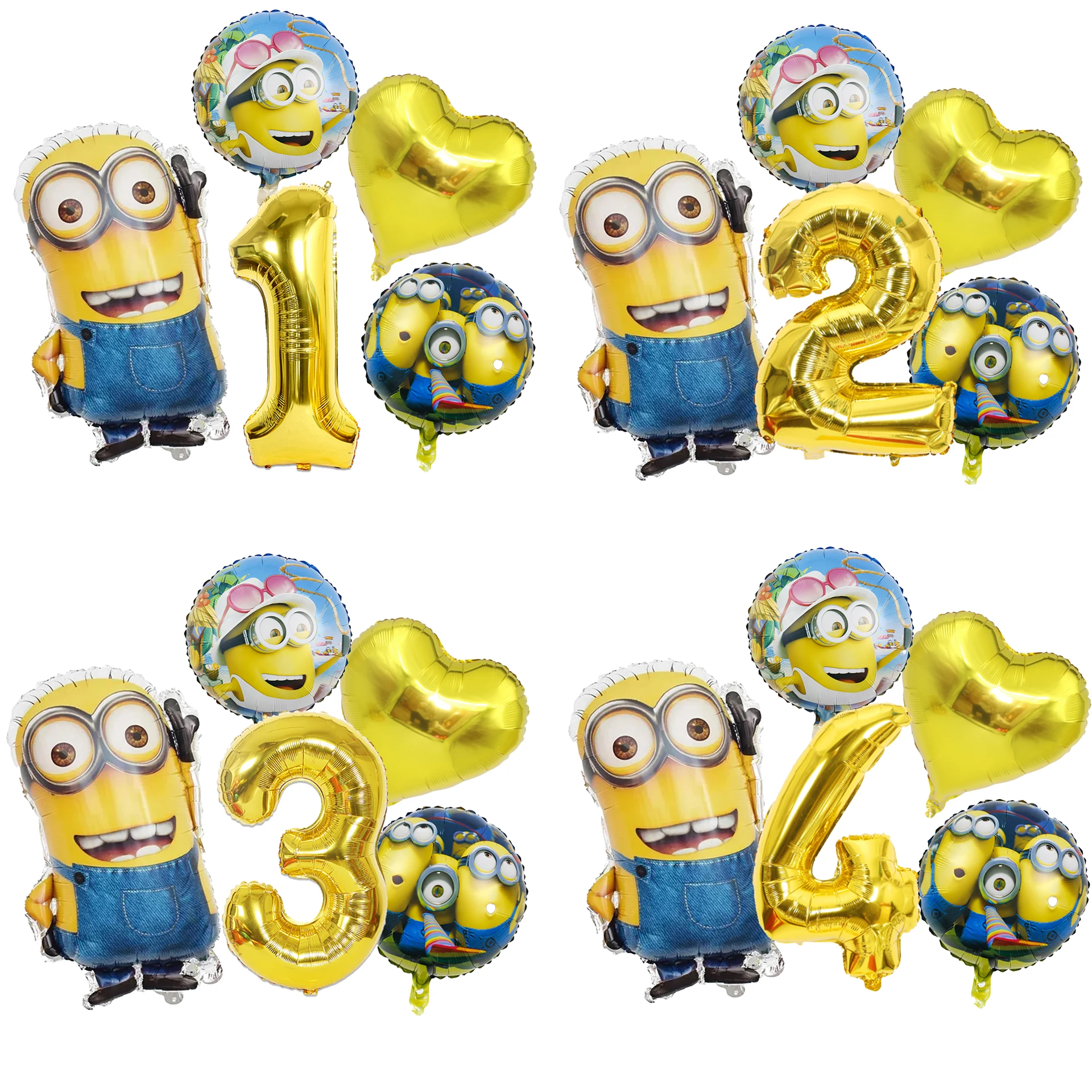 Minionses Theme Boy Girl Birthday Balloons Set Number Balloon Suit Foil Ballon Birthday Party Supplies Decor Baby Shower Gift