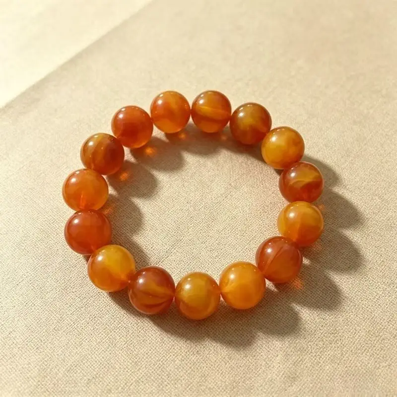 The Second-generation Beeswax Round Bead Single-circle Bracelet, Suitable for Both Men and Women, Ethnic