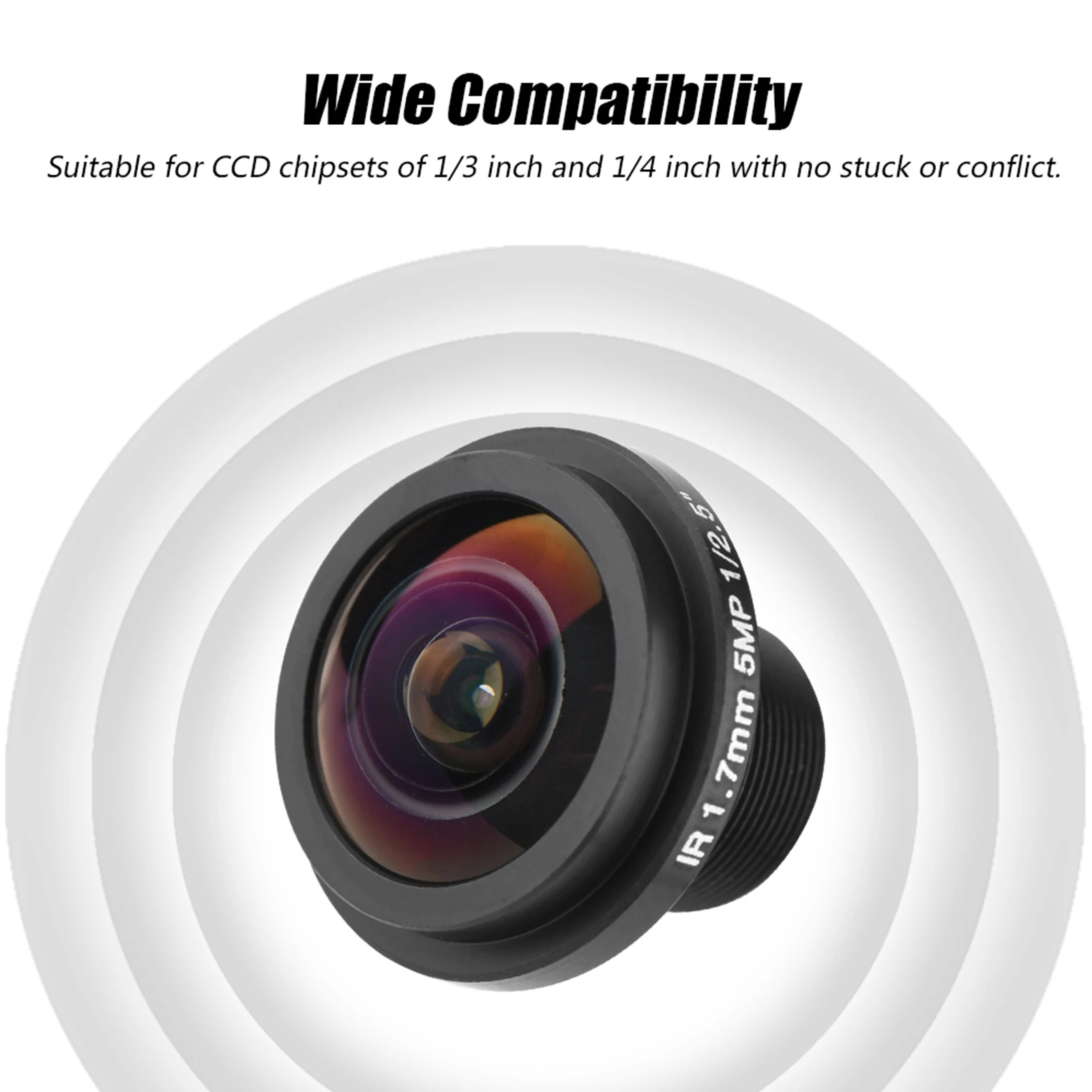 

5MP HD Fisheye Security Camera Lens 1.7mm 185 Degree Wide Angle Low Distortion for CCTV Surveillance System Business Monitoring