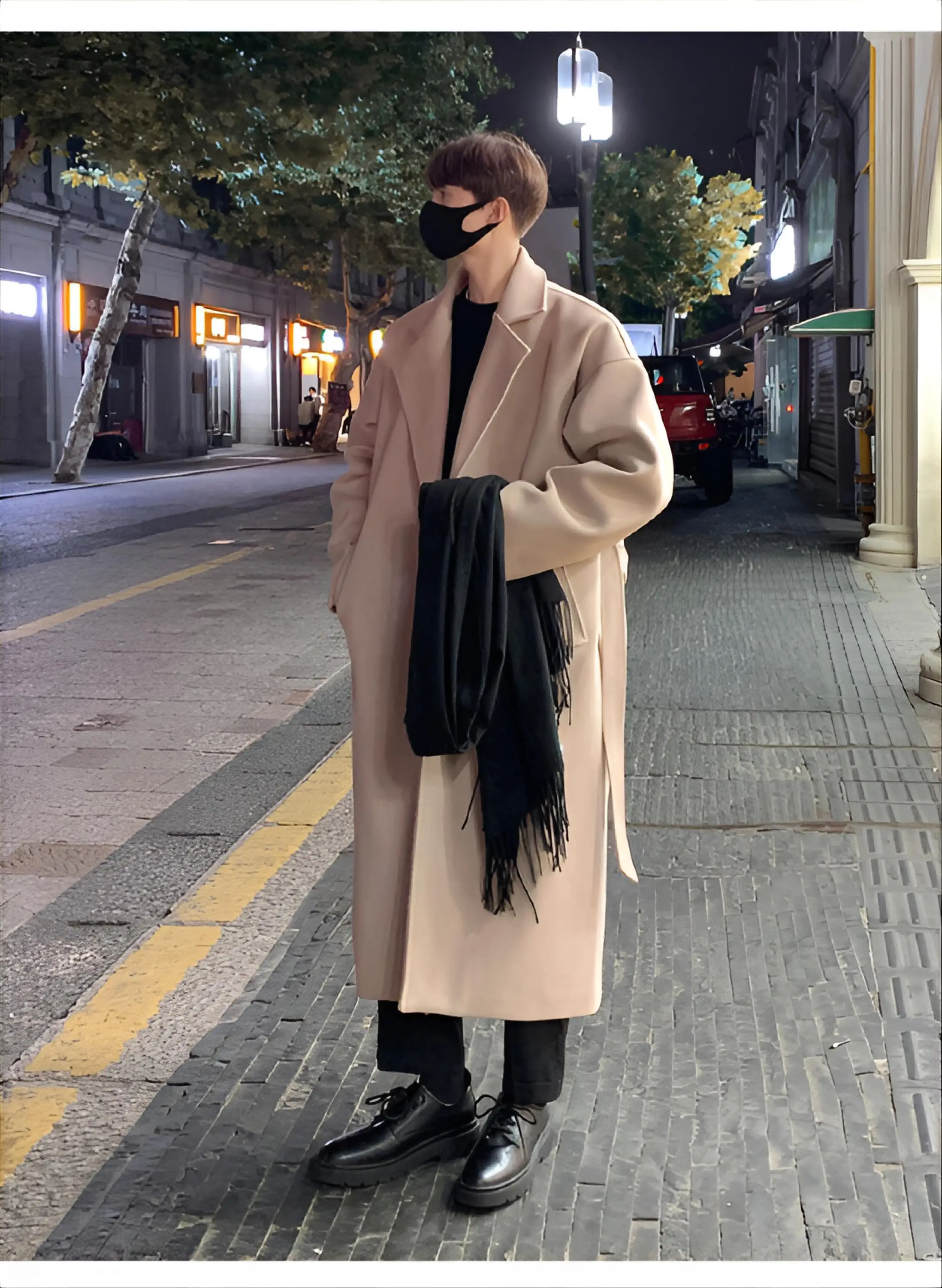 

Trench Fur Coat Mens Medieval Victorian Court Assassin Gothic Style Explosion Fortune Warm Windproof Cotton-Padded Knee Decorate