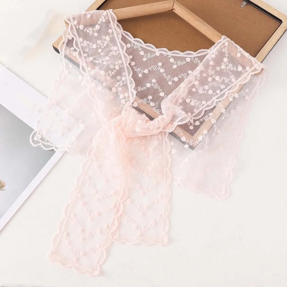 

Breathable Thin Lace Shawl Lightweight Cape Neck Guard Blouse Countryside Style Polyester Embroidered Shoulder Scarf Outdoor