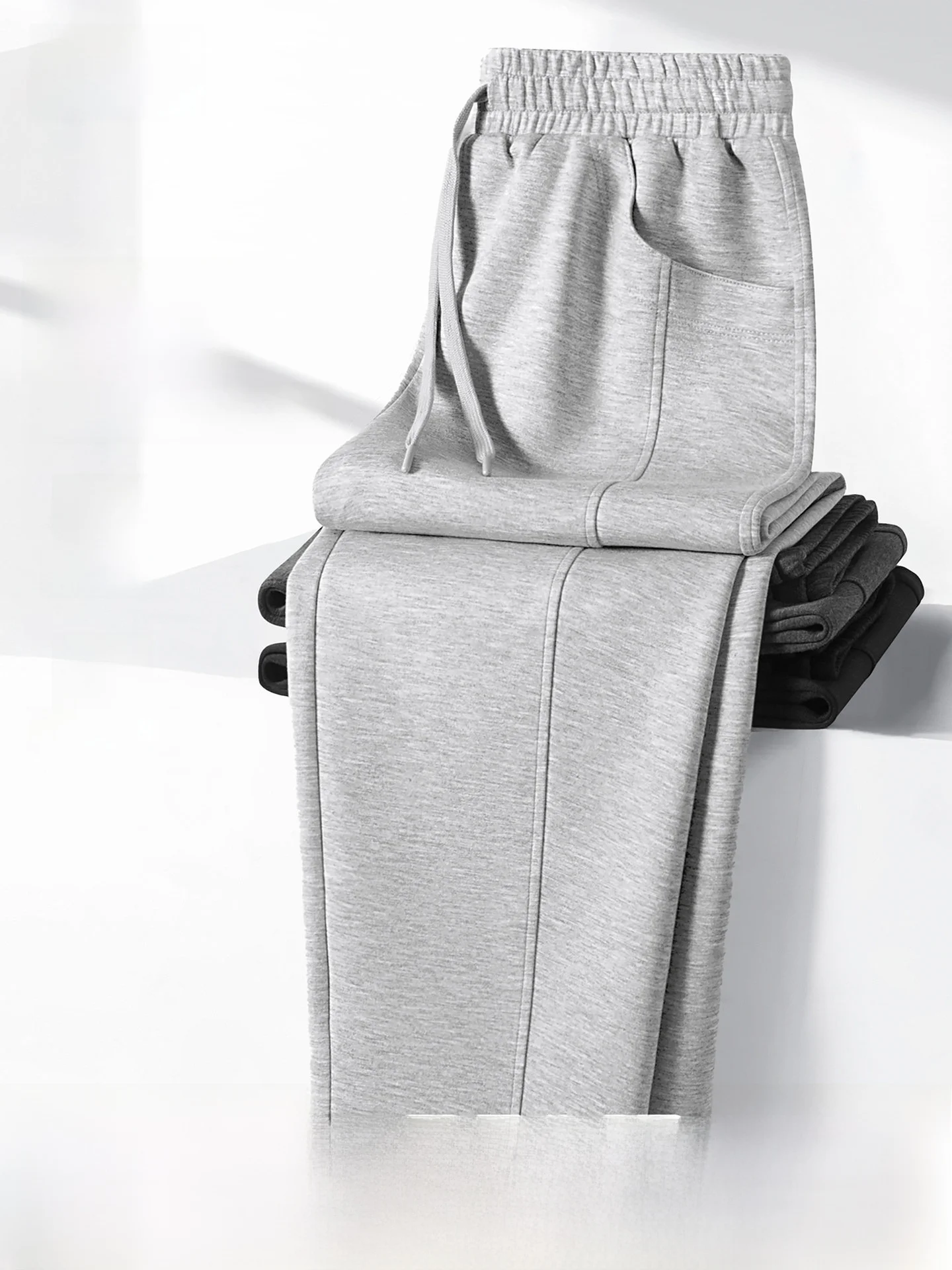 

Grey Air Layer Casual Loose Straight Leg Men's Sports Pants Spring Autumn New Style Snow Flying Youth Popular Polyester Blend