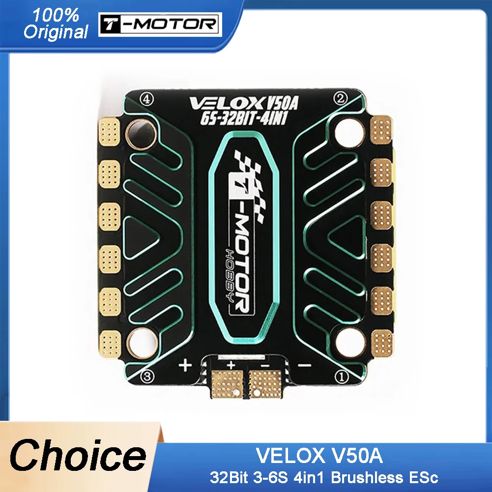 

T-Motor VELOX V50A 4in1 ESC - 3-6S, BLHELI32 32Bit, T4 Firmware, 30.5×30.5mm for FPV Racing Drones
