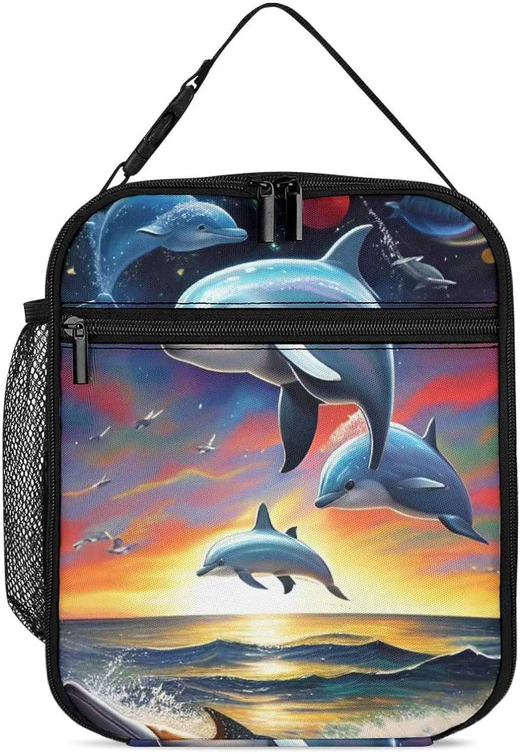 

Men Women Adults Fantastic Universal Dolphins Art Lunch Bag Drinks Holder for Work Office, Multi-Purpose Insulated