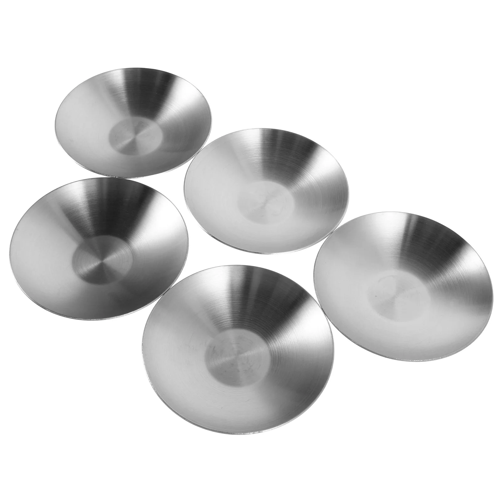 

5 Pcs Stainless Steel Plates Round Small Metal Ramekins Sauce Dishes Seasoning Bowls Dipping Vinegar Oil Cool Picks