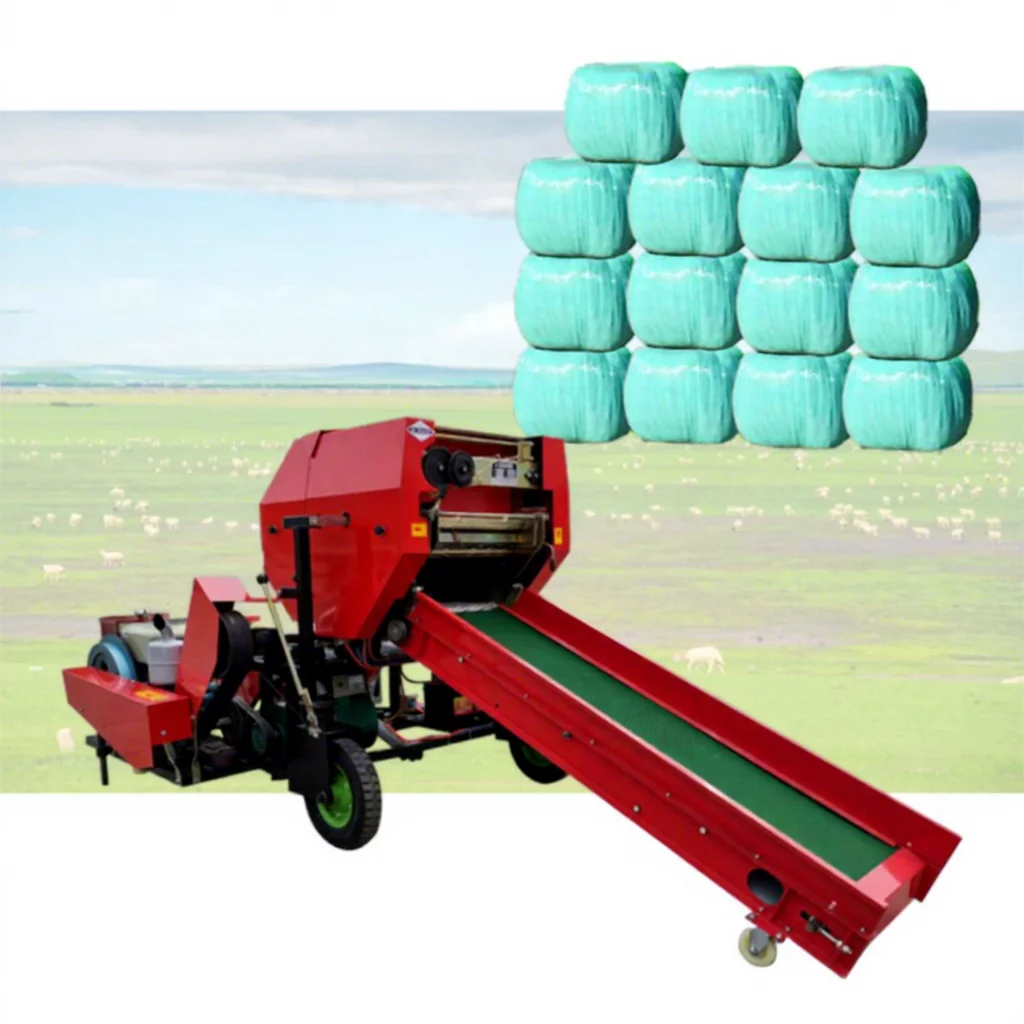 Mobile Silage Baler Wrapping Machine With Moving Wheels Easy Transfer Forage Hay Corn Stalk Packing Machinery For Farm