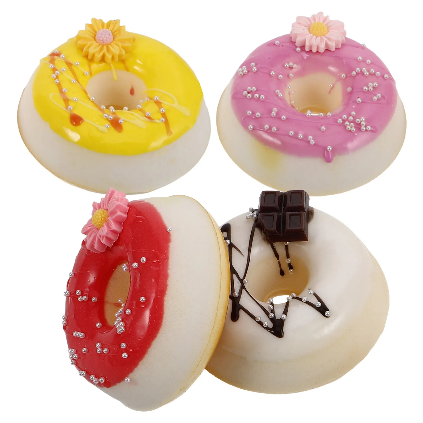 

4Pcs Simulation Food Donuts Decor Ideal for Birthday Party Table Centerpiece Artificial Mini Doughnut Display for Kids