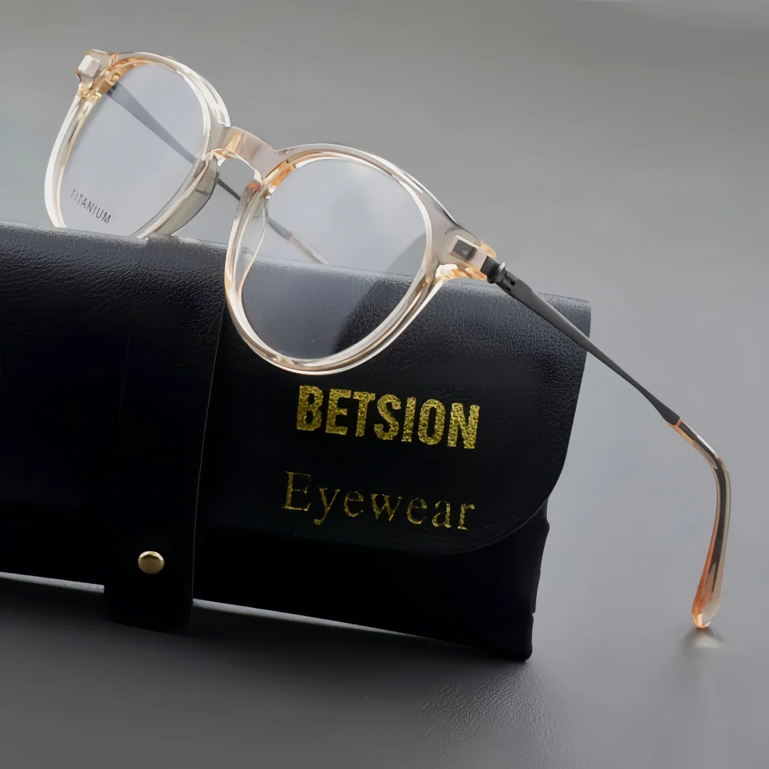 

BETSION Fashion Women Japanese Vintage Eyeglasses Frame Titanium Men Frame Acetate 48mm Lightweight Full Rim Eyewear