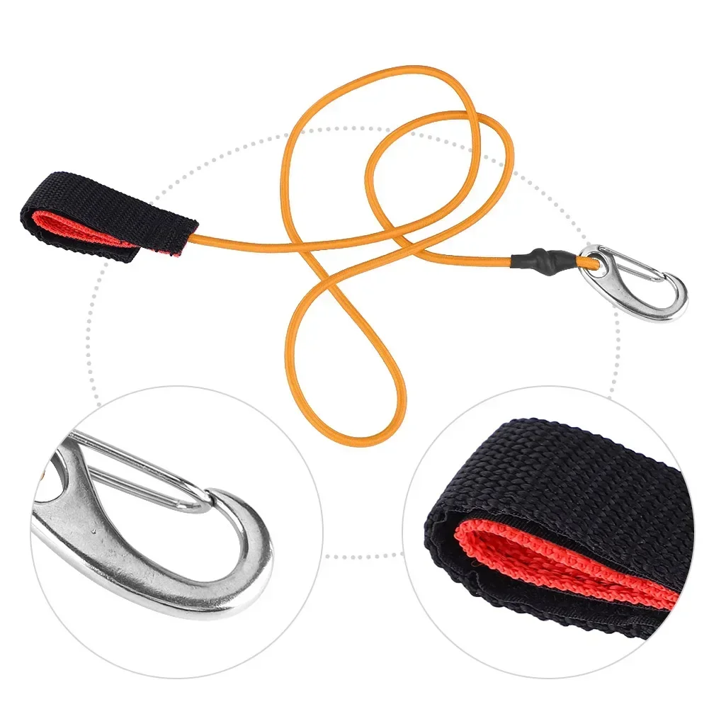 Elastic String Boating Kayak Paddle Safety Rod Leash With Carabiner For Paddling