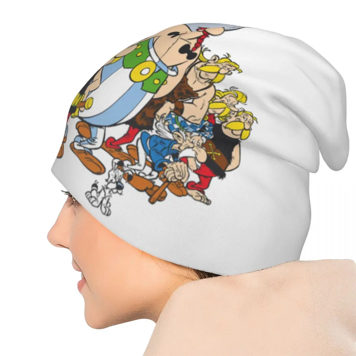 أستريكس وأوبليكس Dogmatix Skullies قبعة حريمي دافئة الخريف الشتاء في الهواء الطلق قبعة محبوك بونيه قبعات للجنسين الكبار