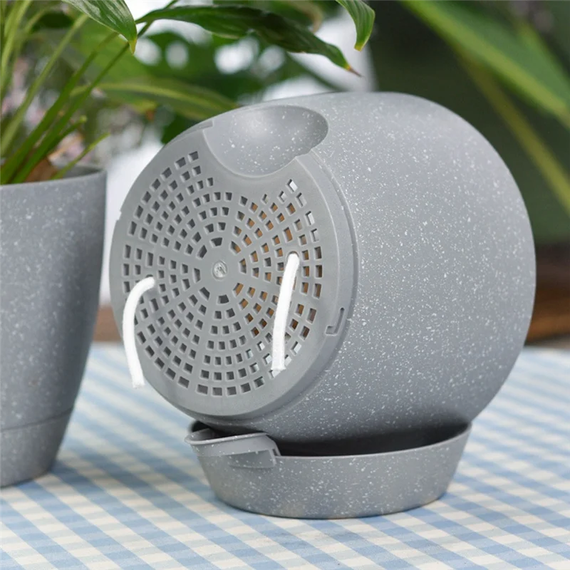 

L74A 2 Layer Plant with Cotton Rope Hydroponics Self-Watering Lazy Flowerpot Watering Planter Flower Pot