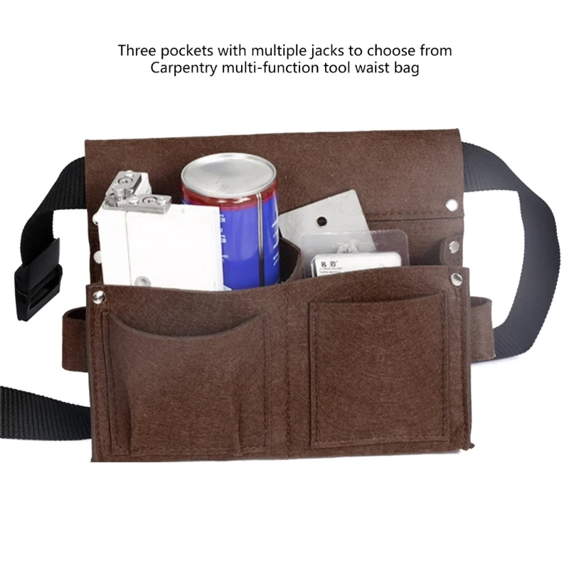 Waterproof Canvas Tool Bag with Adjustable Waist Strap Waist Pocket for Woodworking and Home Improvement