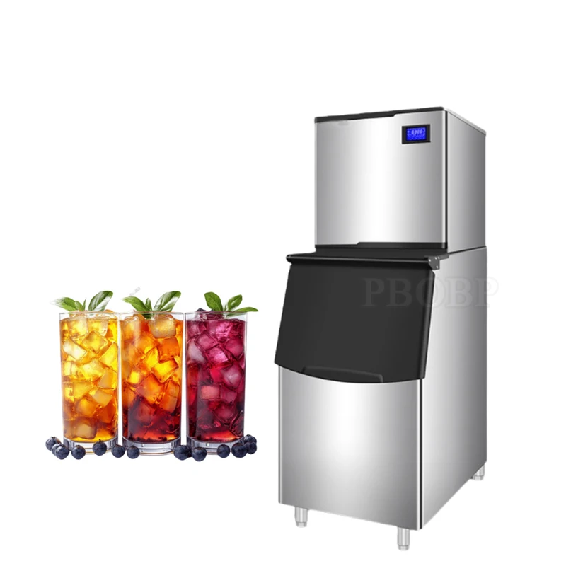 Commercial 200kg 440lb Automatic Ice Cube Making Machine 220v Produces Transparent Square Ice Block for Restaurant Business