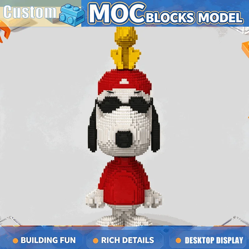 6802PCS White Beagle And Yellow Bird Building Blocks Cartoon Animal Figure Model DIY Assembly Toy Display Birthday Festival Gift