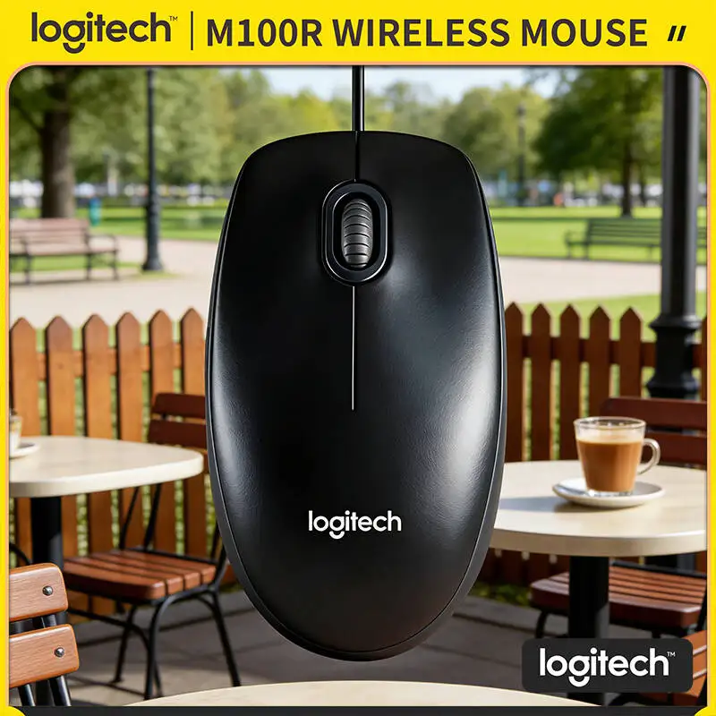 

Authentic Logitech M100R Optical Wired Mouse 1000DPI Tracking Glossy Finish Ambidextrous Design for Laptop Desktop Office Home