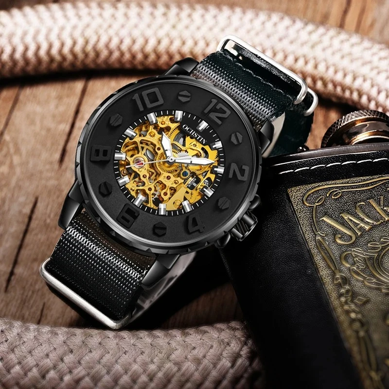 

Деловые роскошные роскошные автоматические часы, мужские водонепроницаемые люминесцентные механические часы со скелетонизированным механизмом