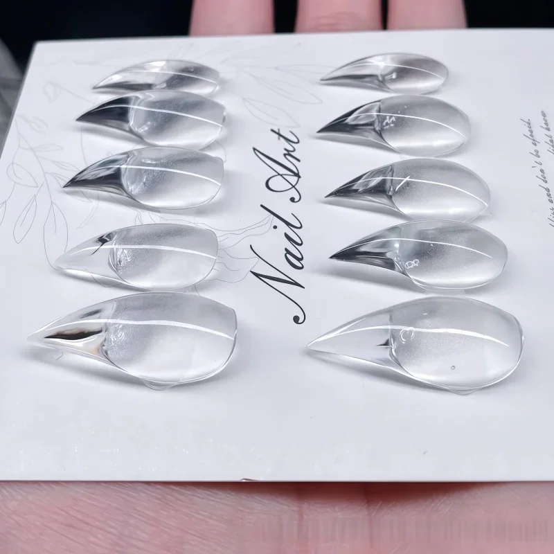 New 10PCS of transparent nail stickers, all-inclusive transparent fake nails, suitable for nail salons and nail decoration