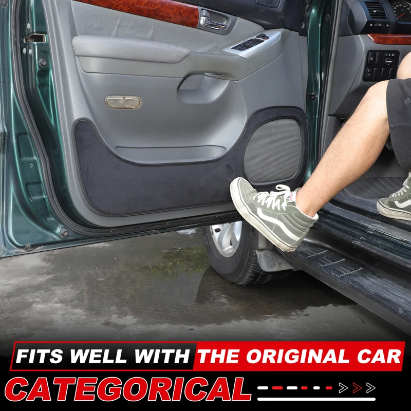 Dla Toyota Land Cruiser Prado FJ120 2003-2009 Aksamitna Czarna Naklejka Dekoracyjna na Drzwi Samochodowe, Mata Ochronna Przed Zabrudzeniami, Akcesoria do Wnętrza Samochodu