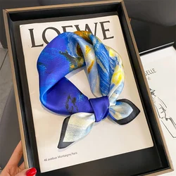 Fashion 100% Silk Satin Scarf Women Handkerchief Printed Bag Scarfs Female Square Head Bandana Small Neck Scarves For Ladies